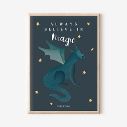 Poster Dragon Magic "Always believe in Magic" - reading corner print children's poster