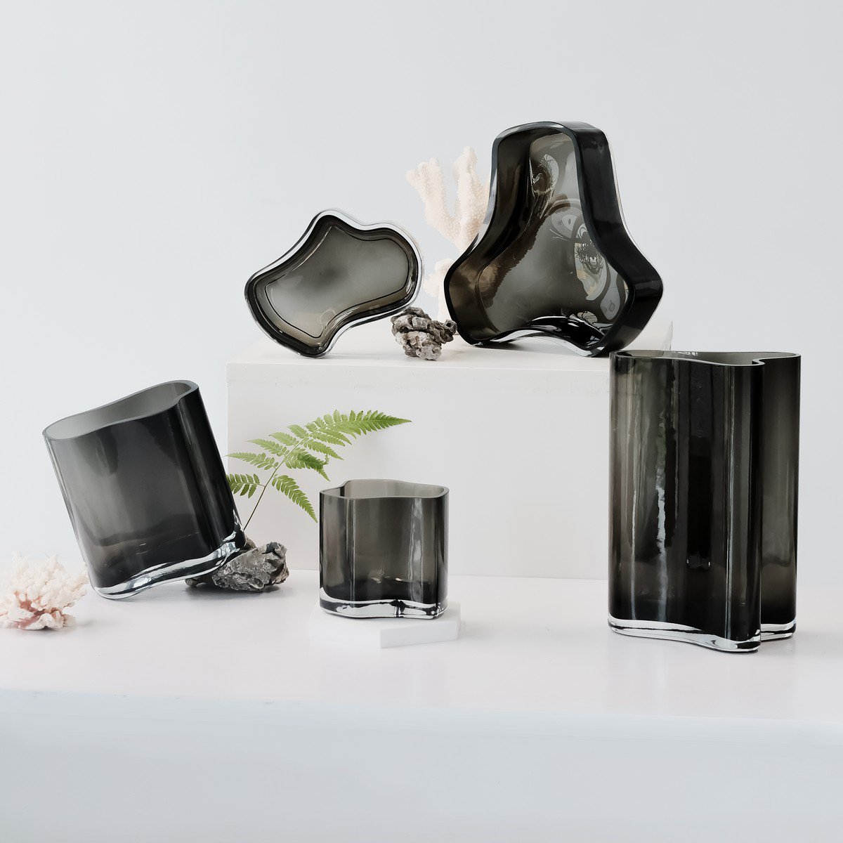 New modern design vase inspired by CORAL and Aalto, COR13 GRey