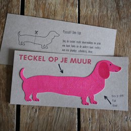 Teckel Mark roze * Muursticker