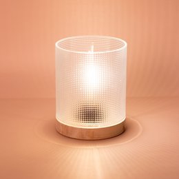 KRISTALLLAMPE MIT HOLZFUSS HF