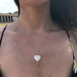 Collana in argento sterling con quarzo bianco, collana con ciondolo a cuore, collana in argento sterling | di nlanlaVictory