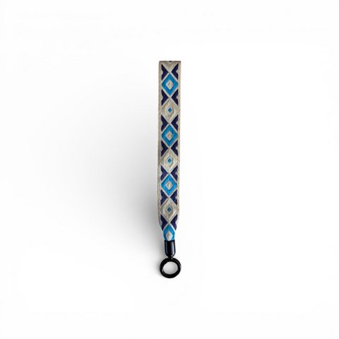 Sleutelhanger - Patroonband - Donkerblauw-wit