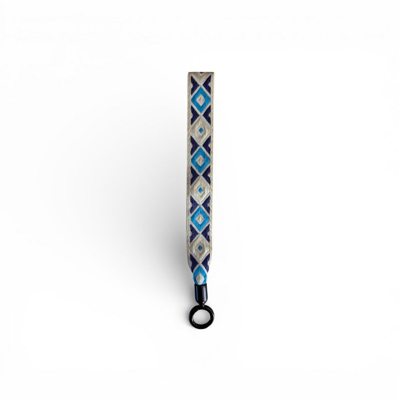 Schlüsselanhänger - Pattern Strap - Dunkelblau-Weiß