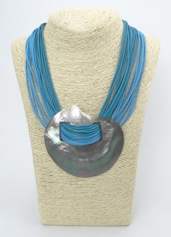 Collana fashion con 20 cordini in 2 tonalità di blu