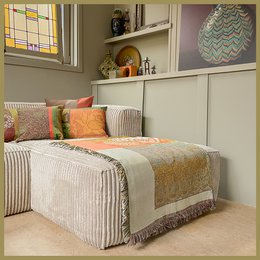 NIN-NIT | Blumendecke | kariert | gewebte Decke | 160 x 220 cm