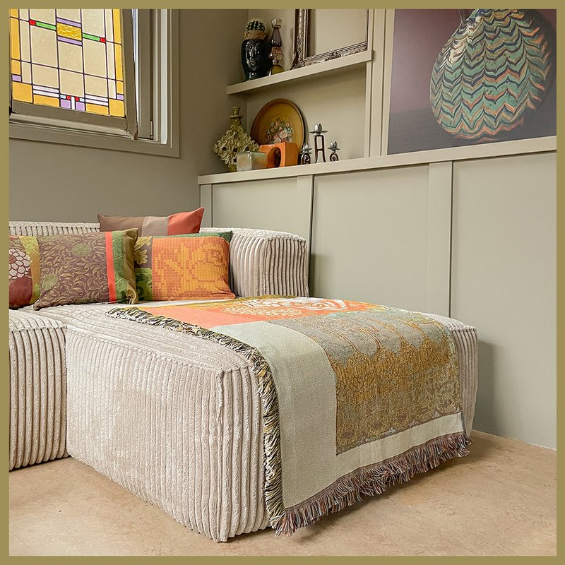 NIN-NIT | Couverture florale | plaid | couverture tissée | 160 x 220 cm