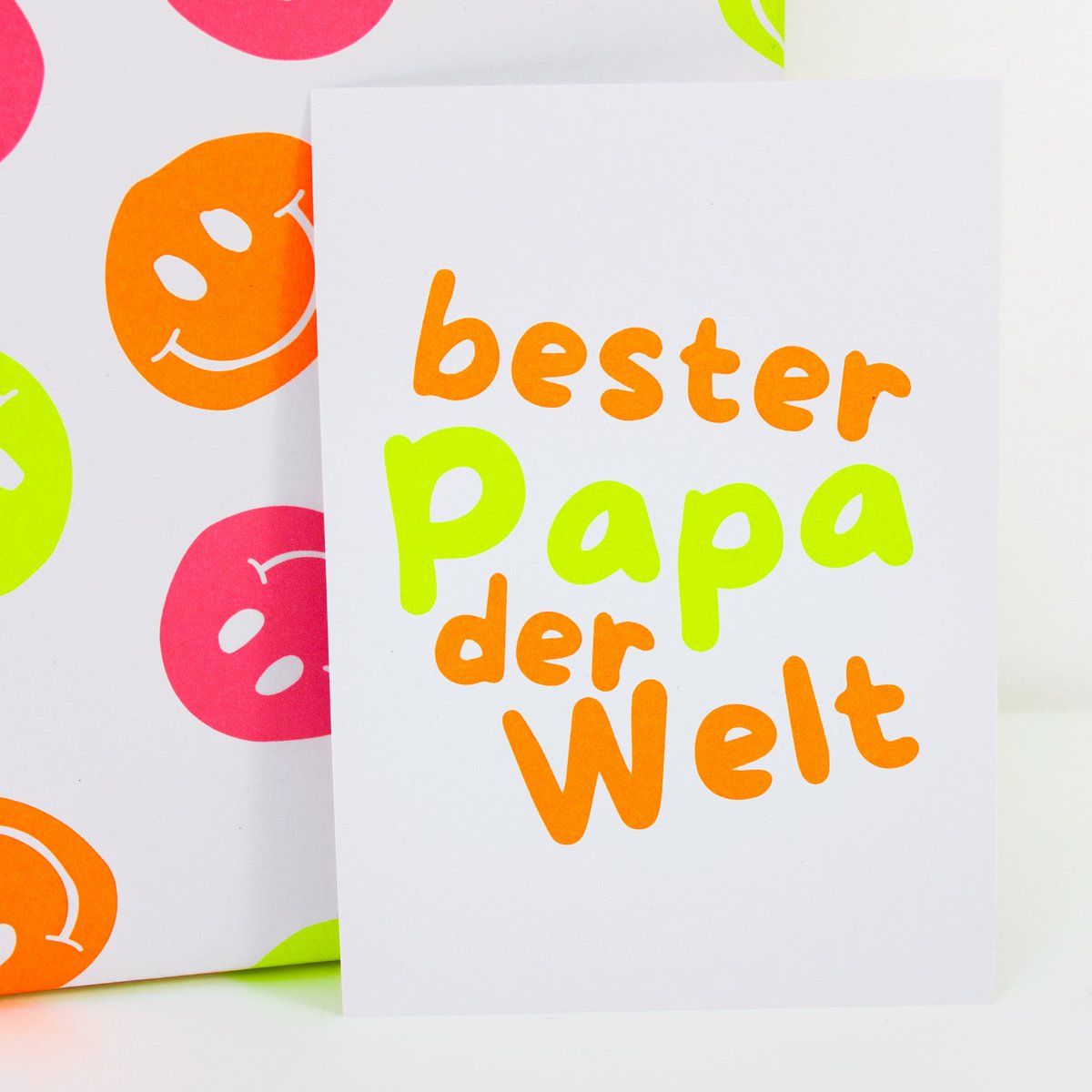 Postkort "Verdens bedste far" lavet af genbrugspapir