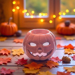 Bruciatore di incenso di zucca in ceramica – Diffusore di oli essenziali, cere e profumi – 12 cm – Lavorazione artigianale – Ambiente Zen