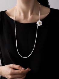 Handmade Daisy Beaded Necklace & Earrings Set