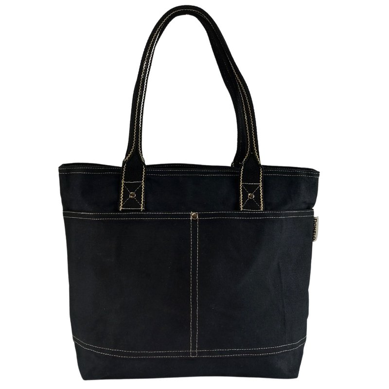 Domelo Damen gewachste Canvas Shopper. Wasserabweisende Handtasche.  Vegane Schultertasche . Einfarbig Damentasche A4 geeignet