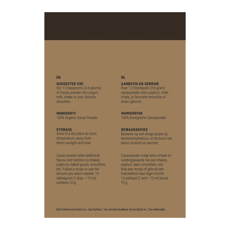 Big Food - Pure Cacao Powder Rå og Økologisk - 400 g