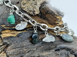%2389 Emerald rock crystal charm bracelet