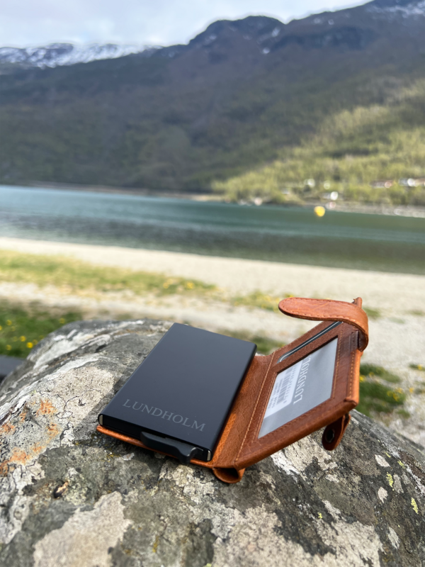 Porta carte da uomo estensibile Lundholm - con scomparto per monete, banconote - porta carte in pelle porta carte di credito estensibile da uomo