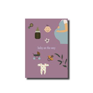 Postkarte Baby unterwegs lila