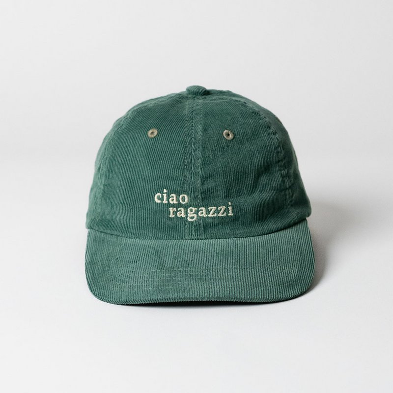 hej gutter Premiumcord Dad Cap - Grøn og creme