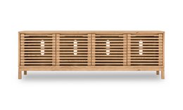 Tanner Console multimédia à quatre portes en bois de frêne et lin