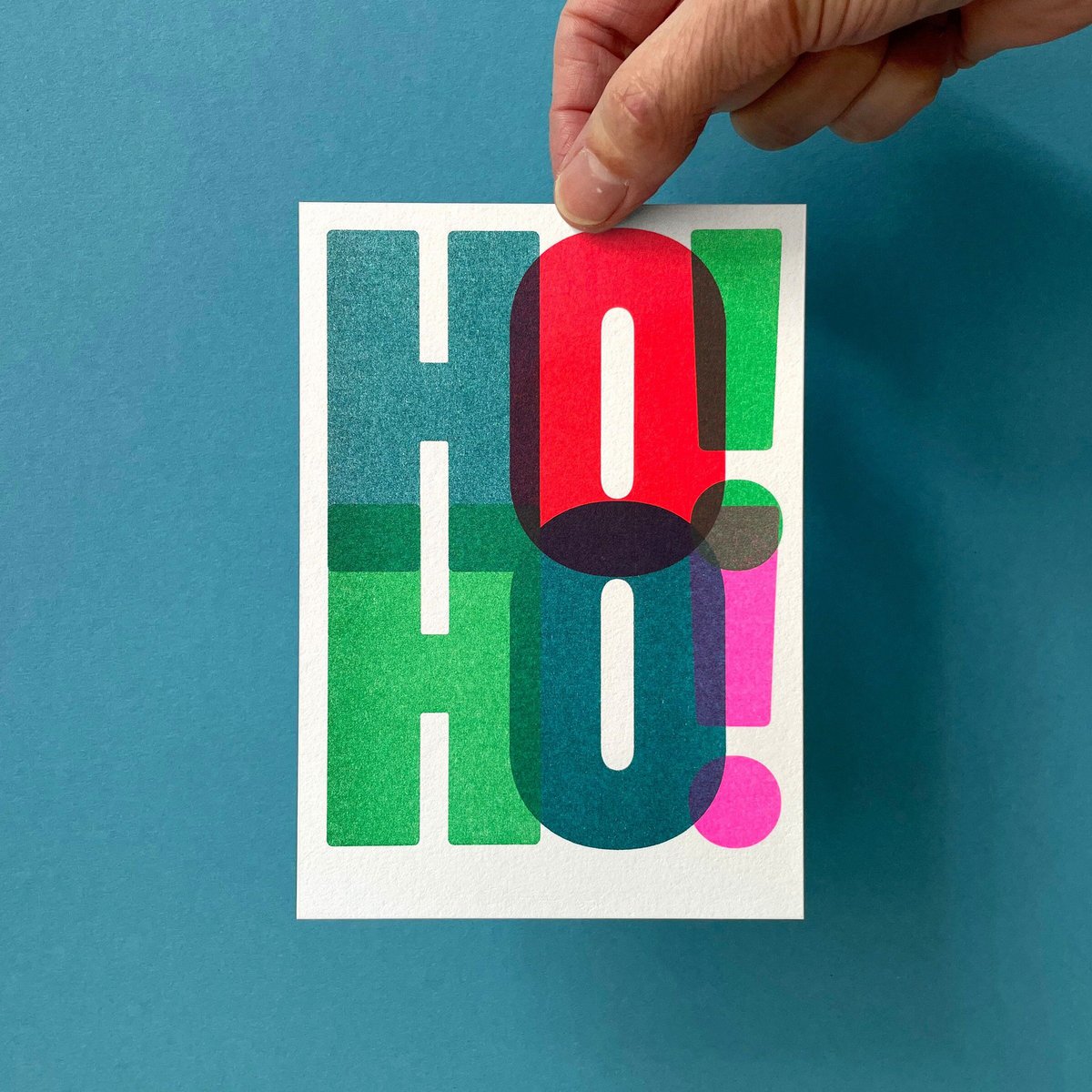 Postal Riso, tarjeta de Navidad, HoHo!, risografía, DIN A6
