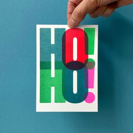 Postal Riso, tarjeta de Navidad, HoHo!, risografía, DIN A6