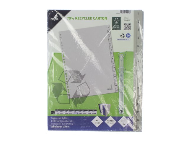 ECO tab Kangaro A4 numbers 180gr gray cardboard 23r 15pcs FSC
