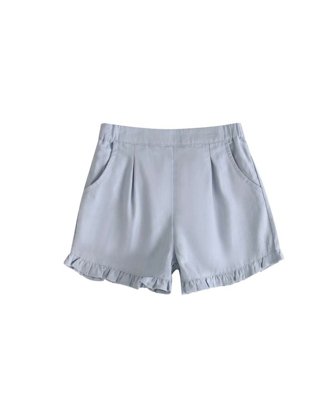 Mädchenbluse mit Rüschenausschnitt und Blumendruck P74-11604101