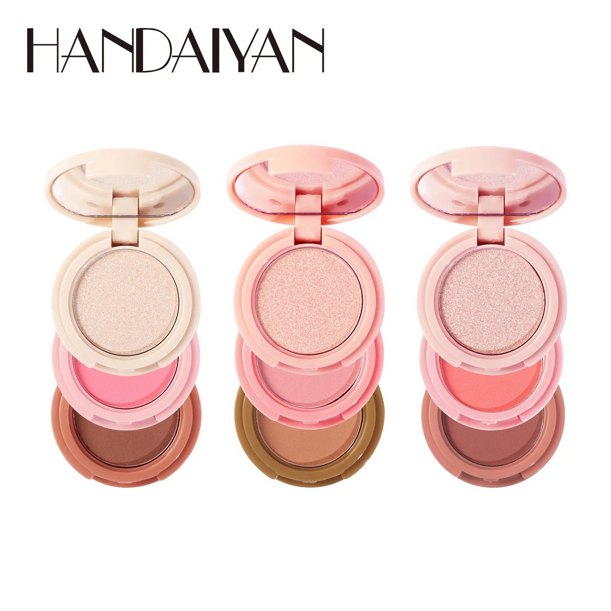 3 i 1 mat Highlighter Contouring Blush Palette Pearly Shiny Eyeshadow Multifunktionel ansigtsmakeup Palette Kvinde Kosmetik