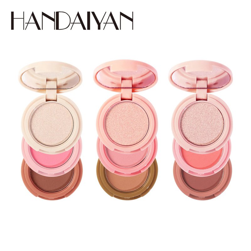 3 in 1 Matte Highlighter Contouring Blush Palette Parelglanzende oogschaduw Multifunctioneel Gezichtsmake-uppalet Vrouwelijke cosmetica