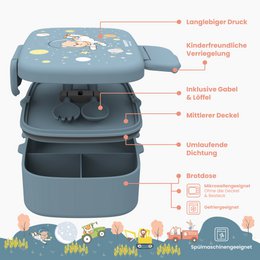 Children's lunch box with compartments, light and leak-proof - bear