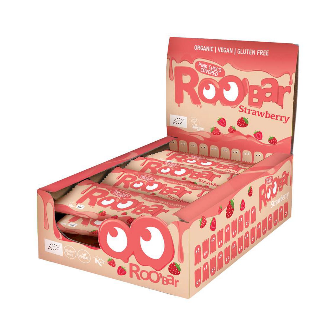Roobar sour cherry bar covered with white glaze, organic, Roobar, 30g