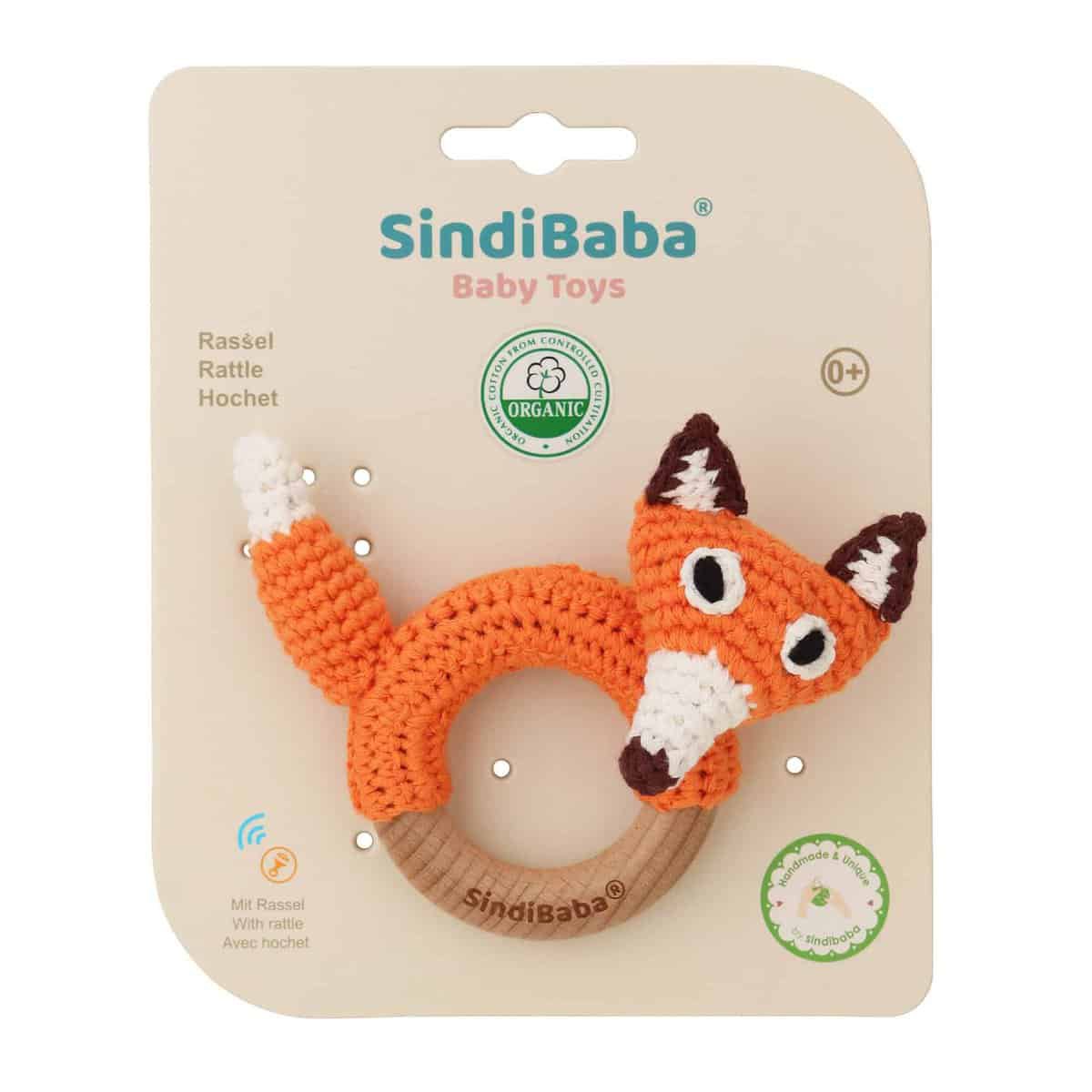 Crocheted grasping toy fox FRED (organic)