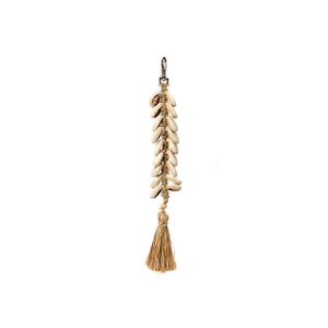 The Raffia Fishbone Keychain - Natural White