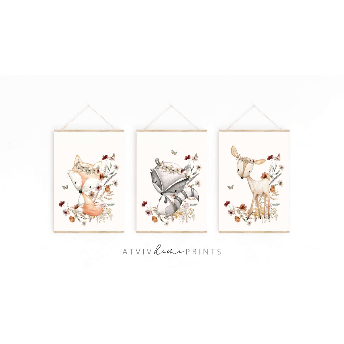 Fuchs-Kinderzimmer-Druck, Fuchs-Plakat, Blumen-Kinderzimmer-Druck, niedlicher Fuchs-Druck, Wildblumen-Druck, Mädchen-Kinderzimmer-Poster, Mädchenzimmer