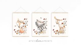 Ræve børnehave print, ræve plakat, blomster planteskole print, sødt ræve print, vilde blomster print, piger børnehave plakat, pigeværelse