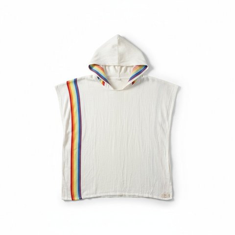 Kinderponcho van 100% katoen met een regenboogdessin