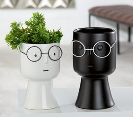Jarrón de cerámica "Cara" con vasos VE 4 so