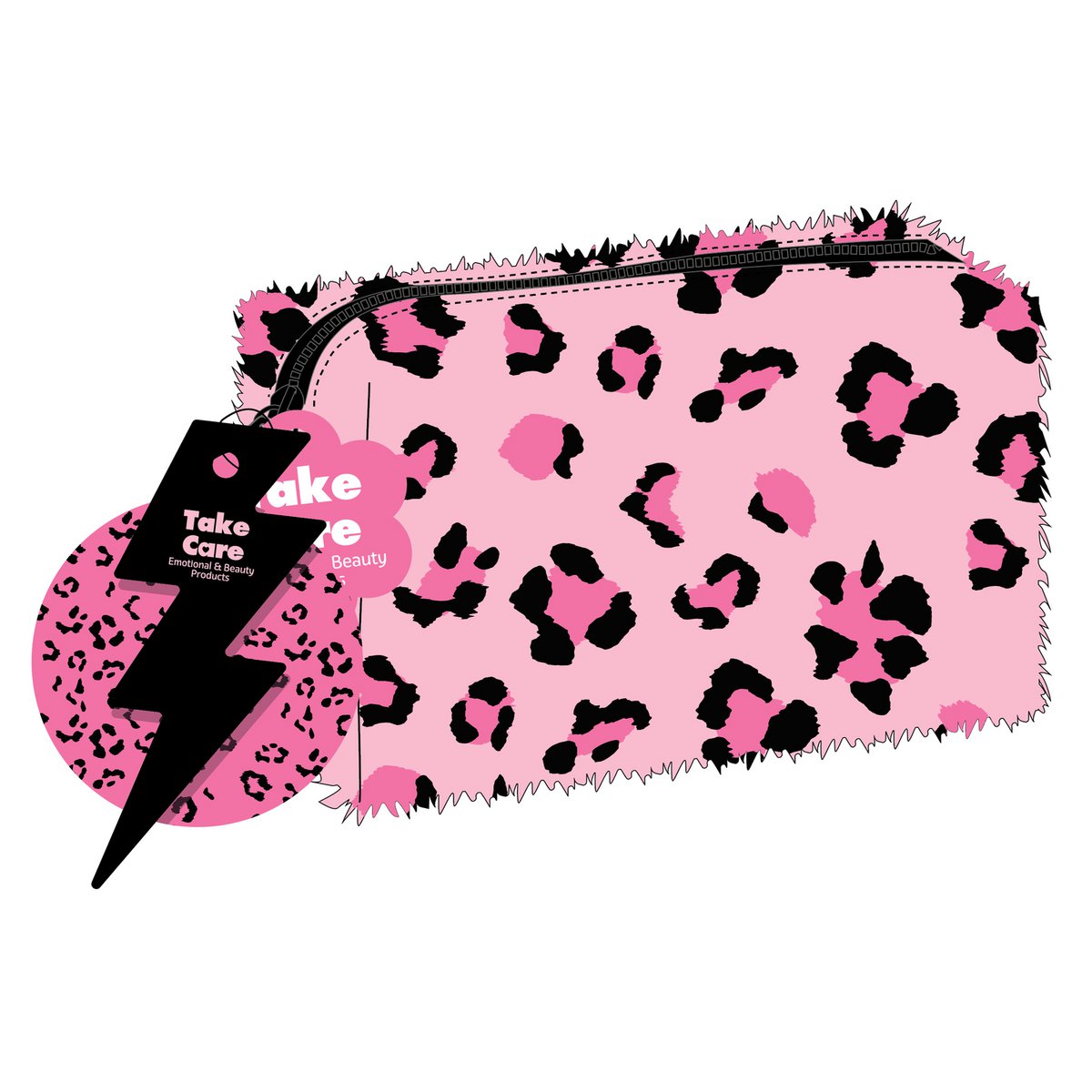 PLÜSCH-TASCHE/KOSMETIKTASCHE – ROSA LEOPARDENMUSTER
