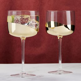 Set of 2 Wave Gold Gin Glasses - Cocktail Glass Set