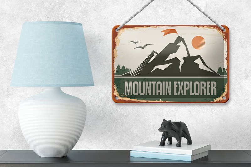 Tin Sign Retro 18x12cm Mountain Explorer Decoration