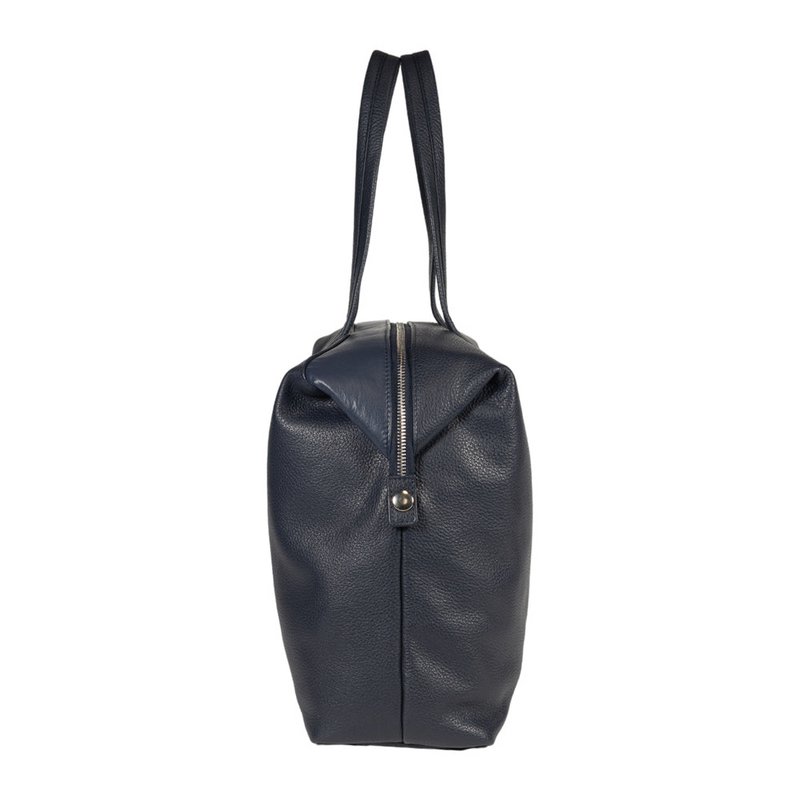 RB2004D | Borsa Shopping Trasformabile in Bauletto in Vera Pelle pieno fiore, grana dollaro/leggera. Doppio manico. Colore Blu. Dimensioni: cm 43 x 36 x 14. Confezione: Sacchetto in Tessuto non Tessuto