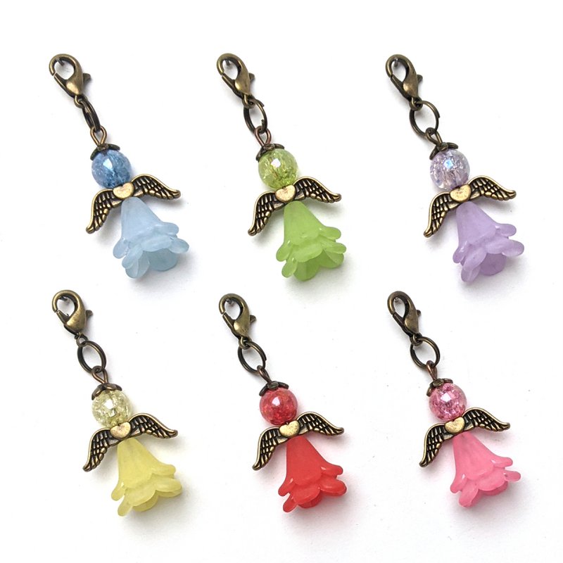 Beschermengel “Freya” sleutelhangers, set van 6, brons