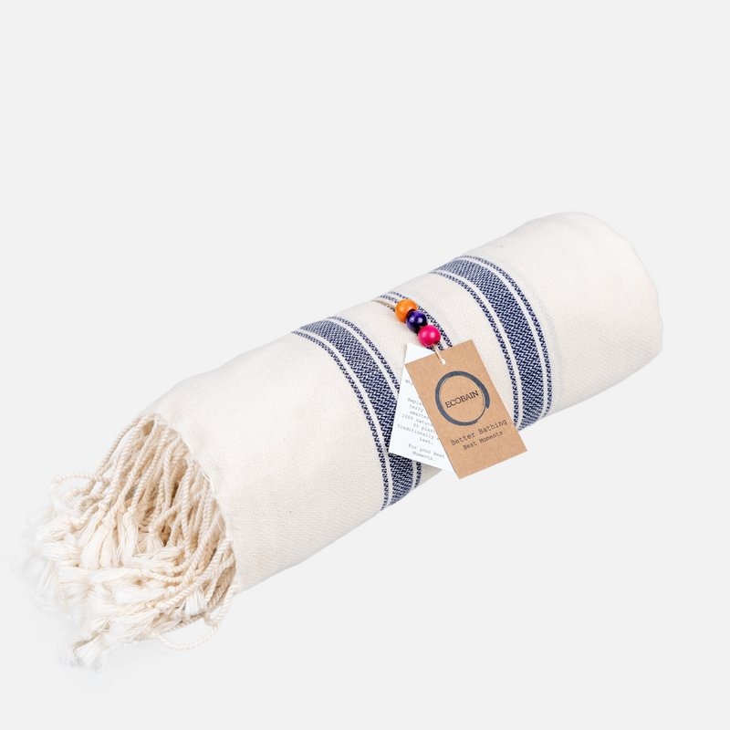 Serviette Ecobain "Nouveau Classique" | Night Shift (Écru-Dunkelblau)