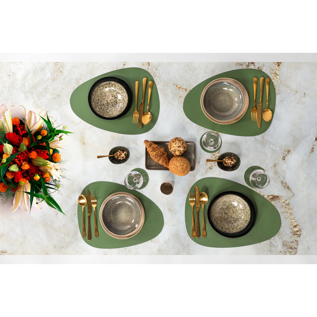 Placemat TOGO - Vegan leather - Stone - 42x32 cm