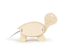 A wooden turtle-shaped kids lamp with a soft glow, perfect for adding a touch of nature to a child's bedroom.