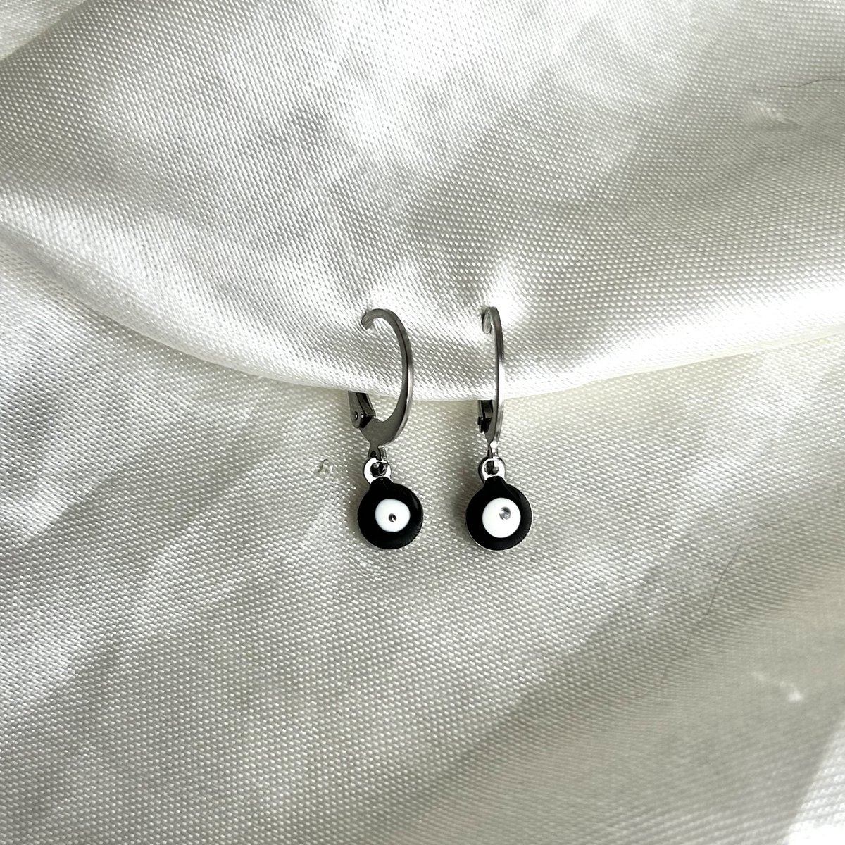 Sorte Evil Eye Oorbellen Zilver