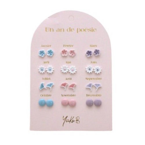 Box of 12 Ceramic Earrings — A Year of Pastel Poetry