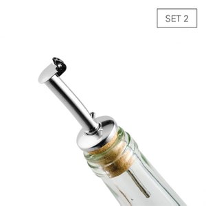 Bottle pourer stainless steel / cork - set 2