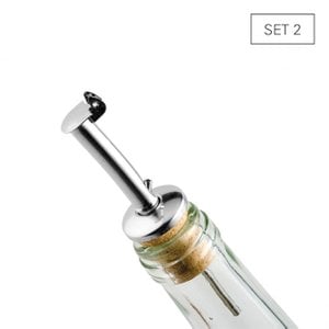 Bottle pourer stainless steel / cork - set 2