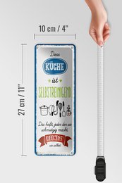 Tin sign saying 27x10 cm kitchen self-cleaning That means every decorative sign