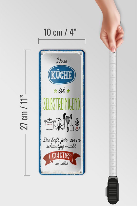 Tin sign saying 27x10 cm kitchen self-cleaning That means every decorative sign