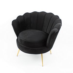 Audrey fauteuil, zwart, fluweel/metaal/hout, 82x75x79 cm