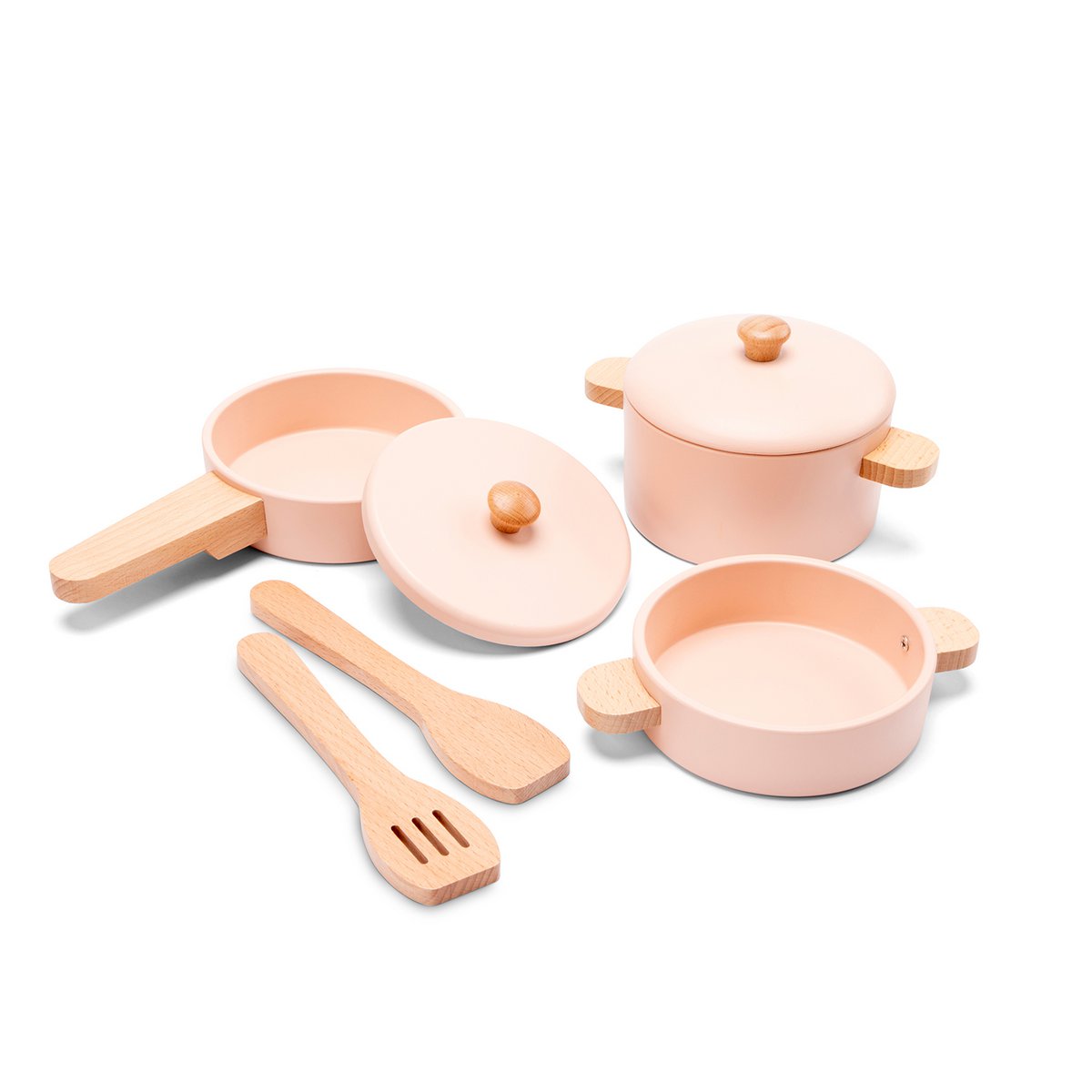 Wooden Pan Set Pink - 7-piece
